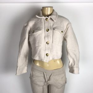 Aritzia Wilfred Free The Ganna Wool Crop Shirt Jacket, Size M